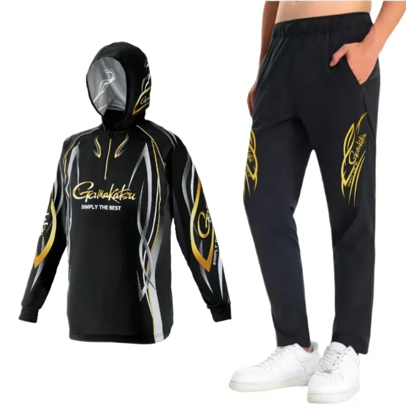 

Летний солнцезащитный рыболовный костюм Gamakatsu для мужчин, рыболовная куртка с длинными рукавами и капюшоном, тонкий быстросохнущий комплект одежды