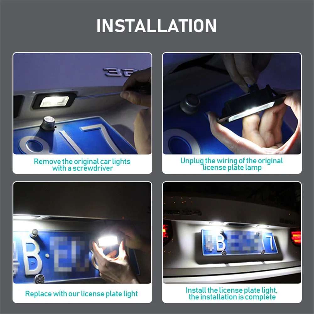12V 3W LED Number License Plate Light Lamp Canbus No Error For VW Golf 4 5 6 7 Polo 6R Scirocco Passat B6 3c Limousine 2005-2010 view 6