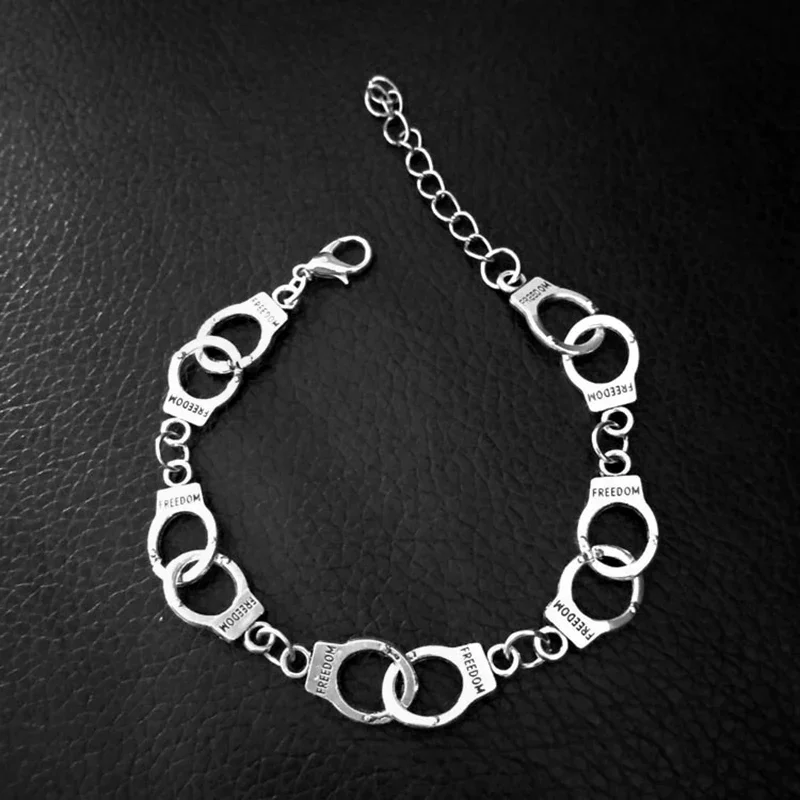 Fashion Punk Freedom Handcuffs Bracelet Lover Couple Chain Bangle Jewelry Gift High Quality