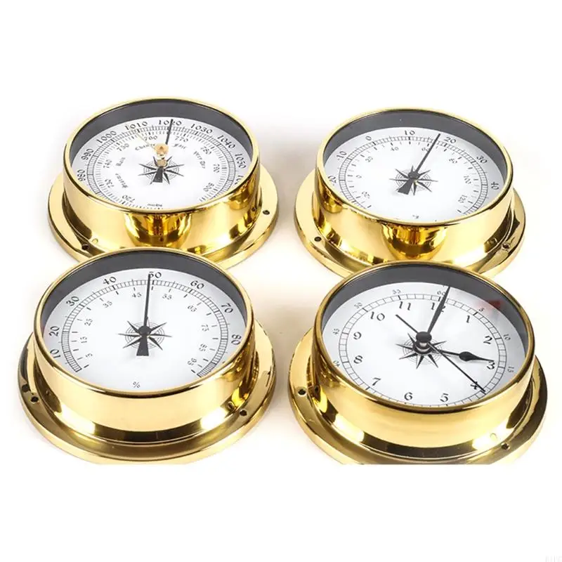 E1PC 115mm Wall Mounted Thermometer Hygrometer Barometer Watch Tidal Clock Indoor Outdoor