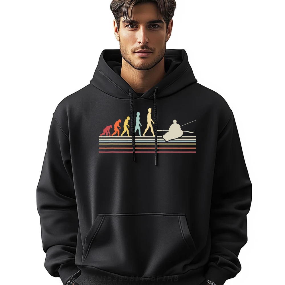 

Human Evolution Canoe Kayak Funny Fishing Retro Vintage Streetwear Autumn Clothes Valentines Day