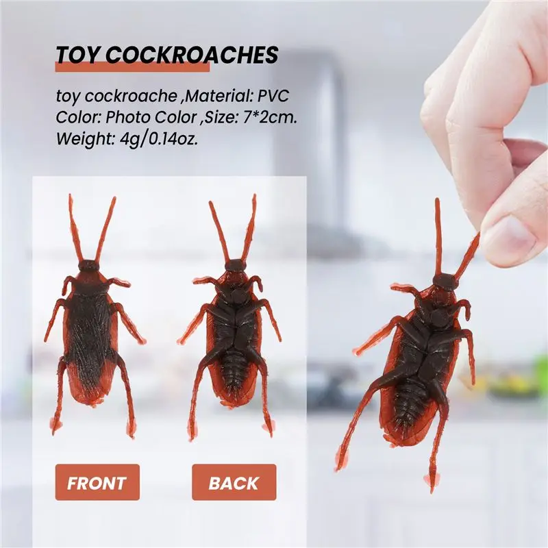 AS96-12 Pcs Halloween Simulated Plastic Cockroaches Deceptive Props Trick Decor
