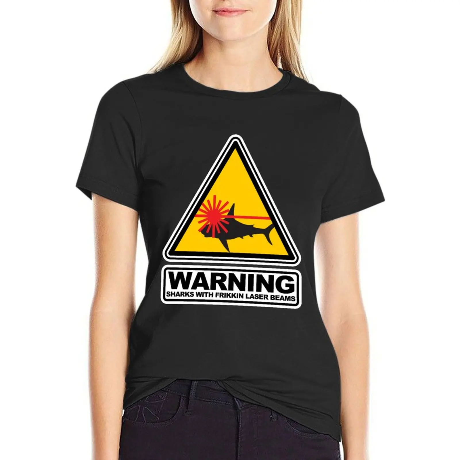 Sharks with Frikkin Laser Beams T-Shirt aesthetic clothes heavyweights cute tops tight shirts for Women