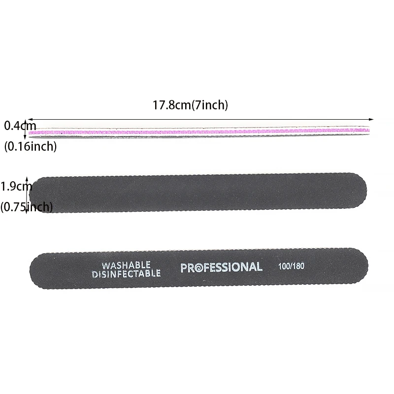 5/10 szt. Dwustronny prosty pilnik do paznokci 100/180 jednorazowe akcesoria do sprzętu do paznokci pilniki buforowe Manicurel Salon produktów