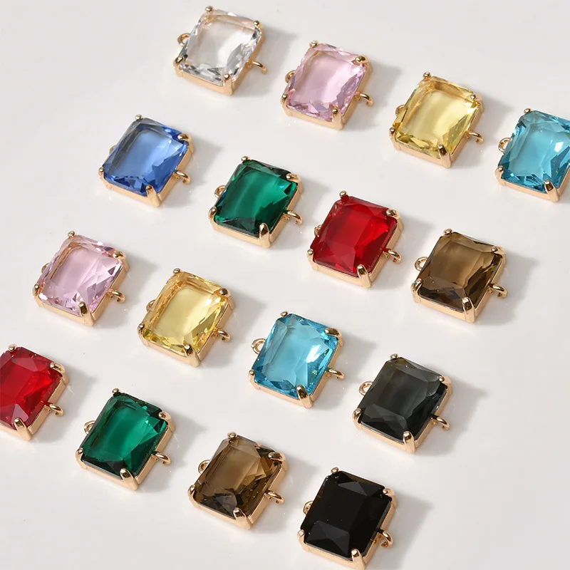 Copper Rectangular Double Hanging Claws Drag Rhinestone Pendant DIY Ear Jewelry Bracelet Necklace Pendant Material Accessories