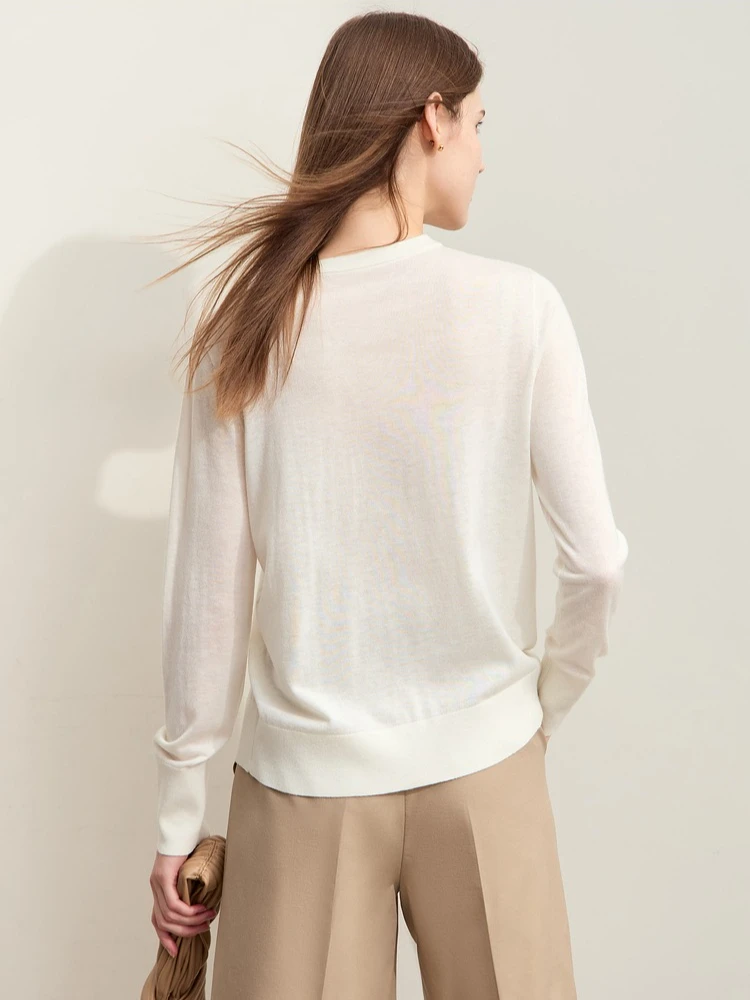 Amii Minimalism Knitted Cardigan For Women 2025 Autumn New Commuter Basic O-Neck Metal OT Button Fashion Lady Wool Tops 12443165