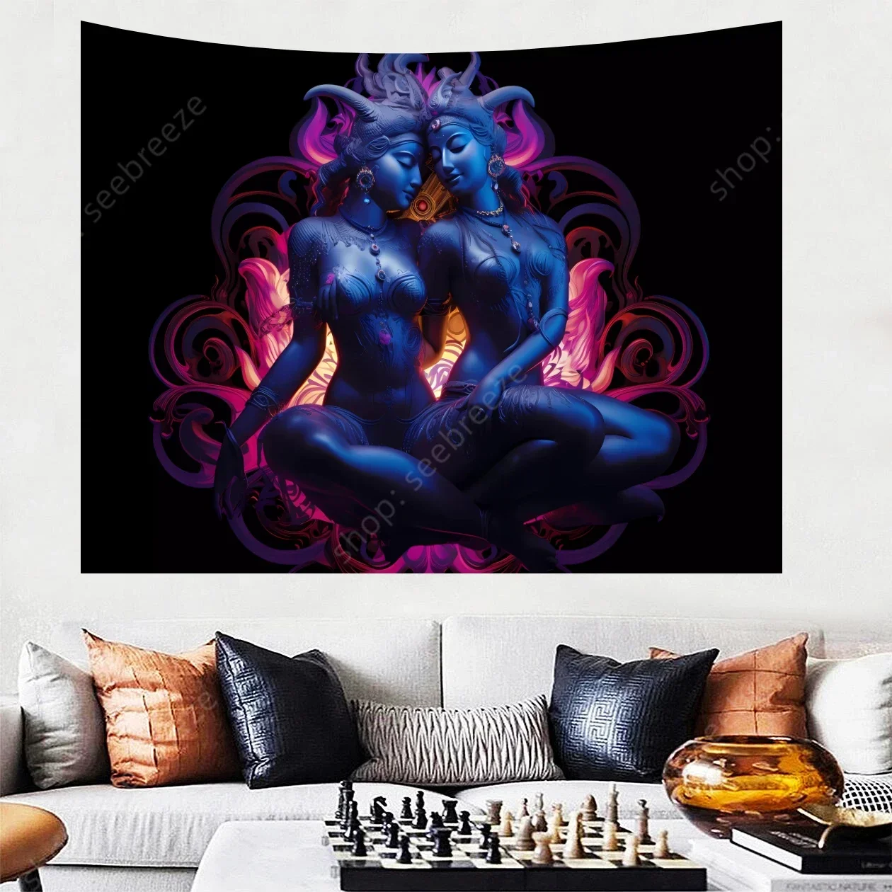 1pc Women Tantric Lovers Tapestry Creative Fiber Multi-purpose Wall Carpet For Home Wall Decoration