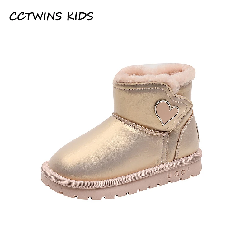 Kids Snow Boots 2023 Winter Toddler Boys Brand Shoes Girls Fashion Chelsea Ankle Boots Children Warm Fur Hearts Non-slip Flats