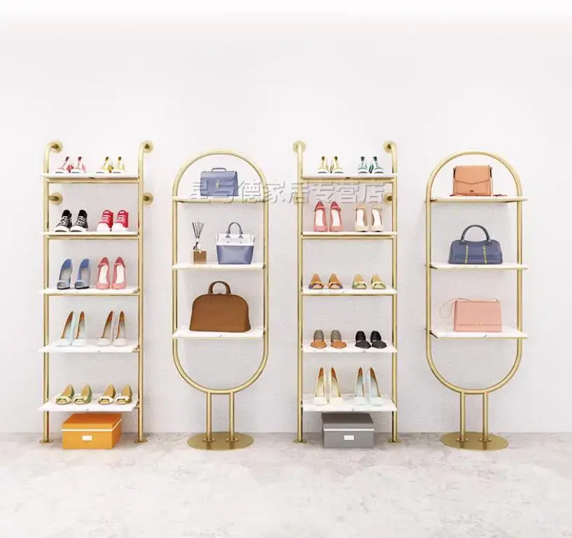 Clothing store, shoe and bag store, display rack, shoe rack, multi-layer shoe and bag combination shelf, store, gold bag rack