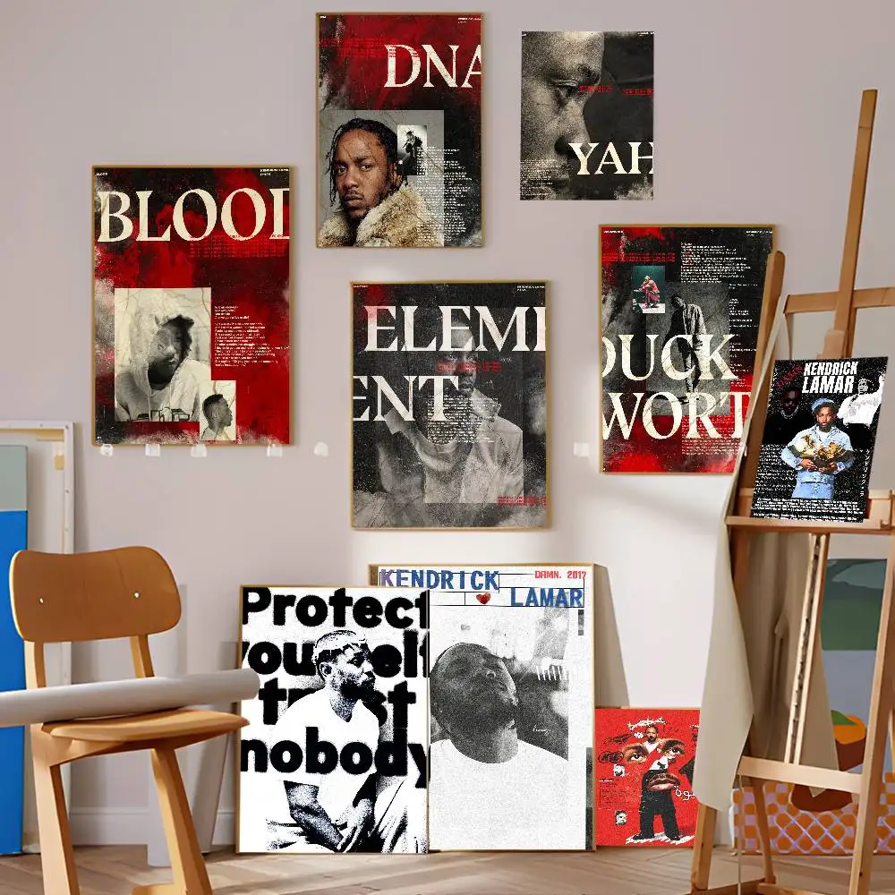 Popular Singer Rapper K-Kendrick L-Lamar Anime Posters Sticky Whitepaper Prints Posters Artwork Kawaii Room Decor