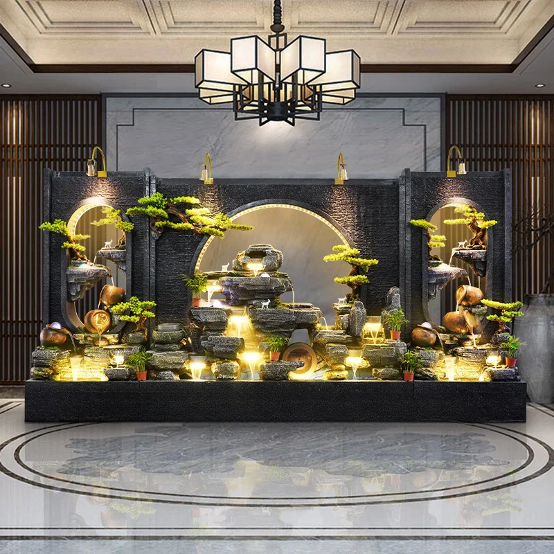 Large stone rockery and water fountain water curtain wall water wall screen High Quality