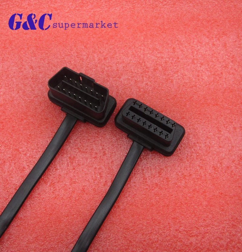 1Pcs Flat+Thin As Noodle OBD 2 OBDII OBD2 16Pin Male to Female ELM327 Diagnostic Extension Cable Connector