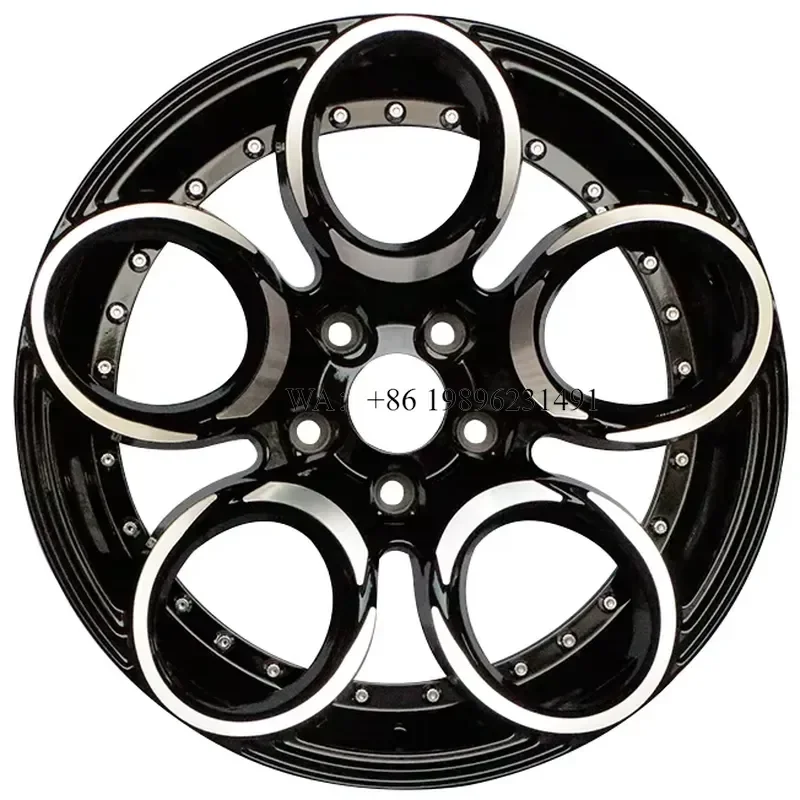 Wmwmnu for Full Size Clover Alloy Wheel Rims 17 Inch with Rivets 4 5 Lugs Machined Lip Four Leaf Clover Off Road Modification