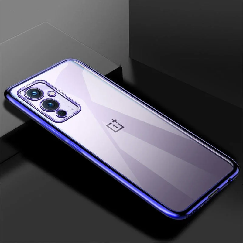 Luxury Plating Frame Soft TPU Phone Case For OnePlus 9 8 Pro Transparent Back Cover For OnePlus 9R 8T Clear Case T18