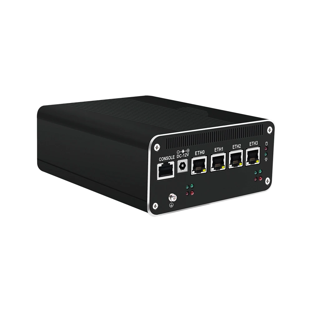 HUNSN RJ52f, urządzenie mikro Firewall, Mini PC,Router PC, U300E/Gold 8505/I5 1240P,4x2,5 gbe I226-V,2HD,DP, 10Gbps Type-C dla danych