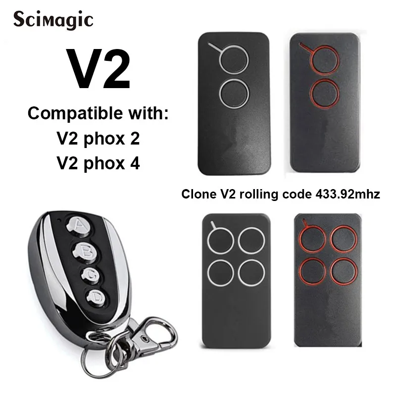 433.92MHz V2 PHOX4 PHOX2 PHOENIX2 PHOENIX4 TRC4 Garage Door Remote Control V2 433 Handheld Transmitter