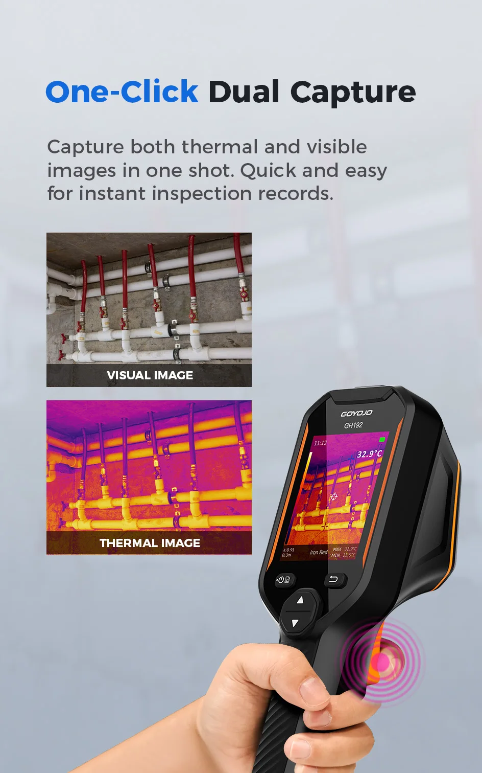 NEW Upgraded GH192/GH340 Thermal Imager super-resolution 240x240/640x480 IR with 2MP Visual Camera Thermal Imaging Camera for Home Inspection