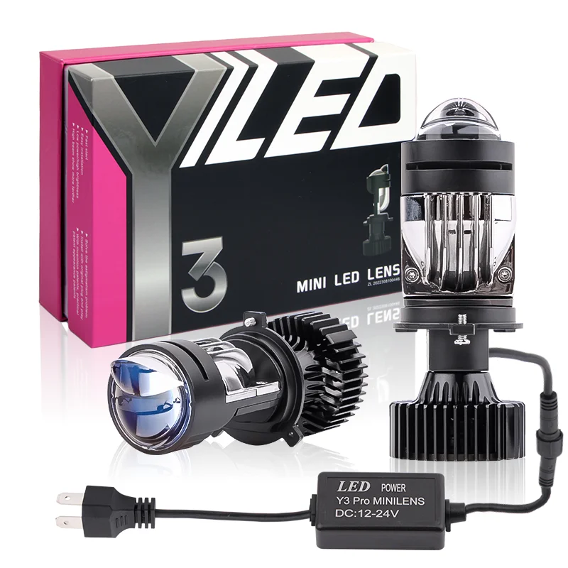 2PCS Y3Pro H4 Laser Light Mini Bi-LED Projector Lens Auto Led Headlight 12V 85W H4 High Low Beam Car Headlamps Lamp  ﻿