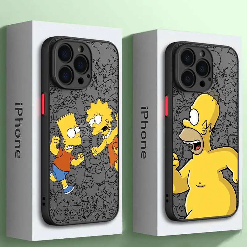 Matte Case For Apple iPhone 11 15 14 Pro Max 13 12 Mini 7 8 Plus XR X XS SE 6 6S Phone Cover Funny Cartoon Homer Simpson Family