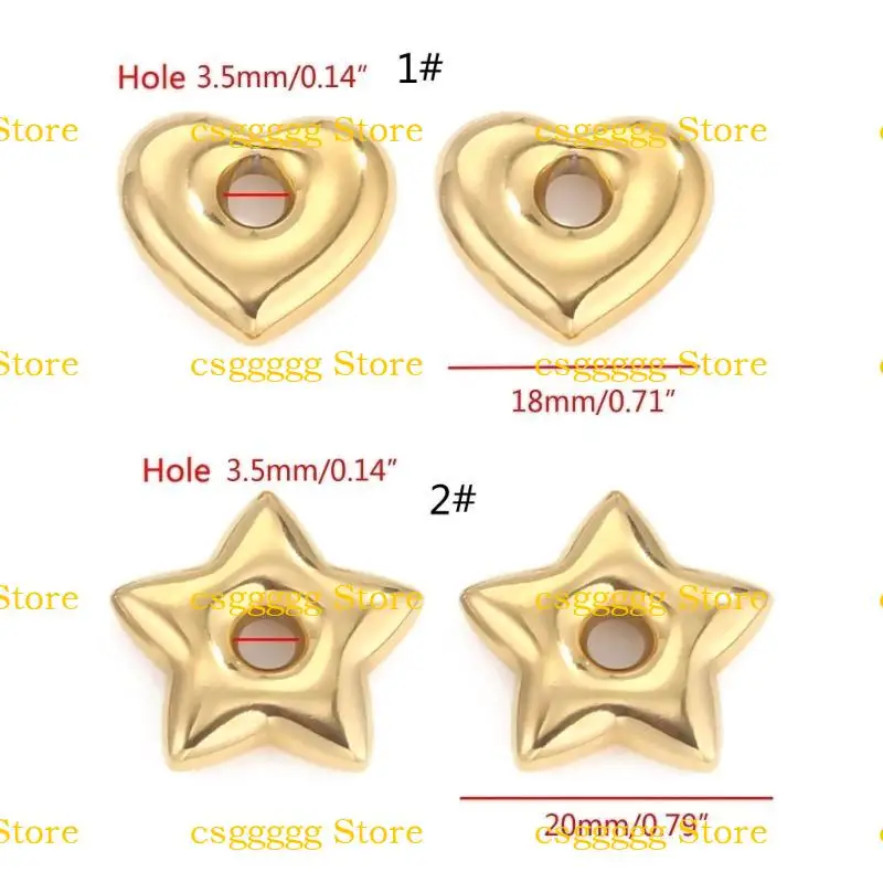 9hjk Perles d'espaceur en acier inoxydable Charme étoile pour les boucles d'oreille bricolage Bracelets Bijoux pendentif