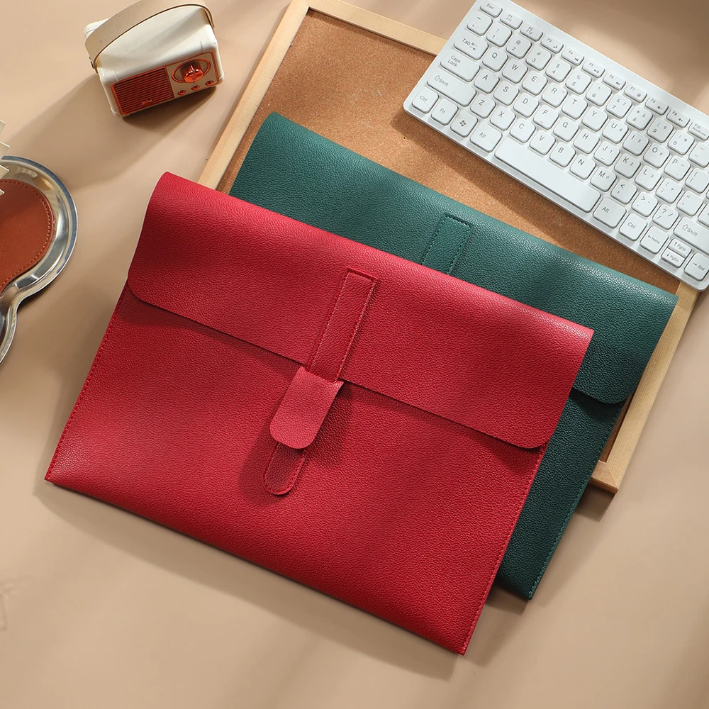 Business PU Leather A4 Document Bag Personlized Wholesale Luxury 13 Inch Laptop Bag Custom Name Office Storage Bag Folder Sleeve