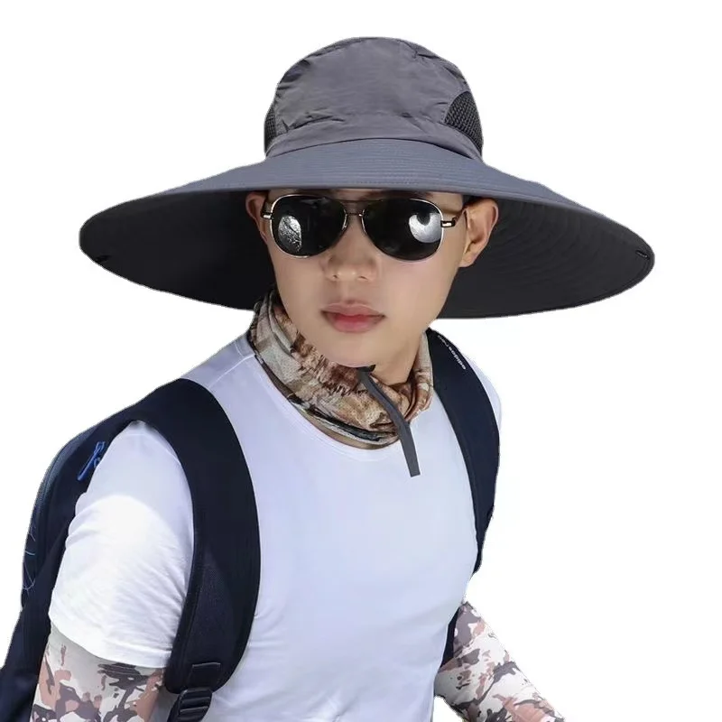 

2024 New Men's Hat Summer Big brim Fishing Hat UV Protection Sun Protection Outdoor Sports Hat