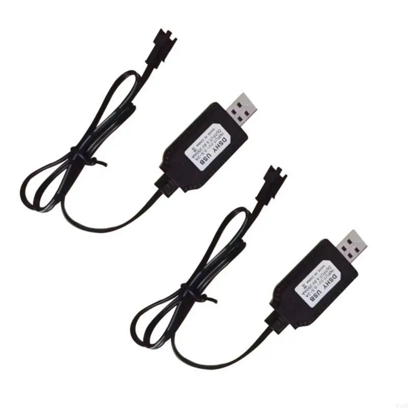 2Pcs 4.8V 250mA USB Charging Cable with SM2.0 2P Plug Adapter for Old Version Excavators and Vehicles 