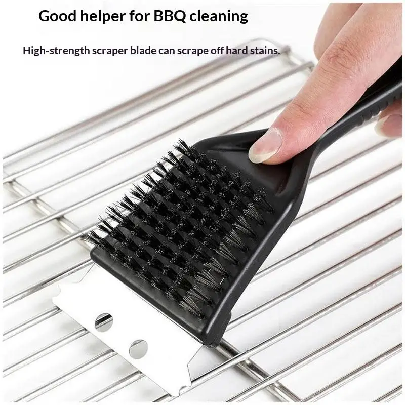 8-Inch Heavy-Duty Grill Brush - Stainless Steel Wire Extra Strong Cleaning Brush For Outdoor And Home Cooking Tools