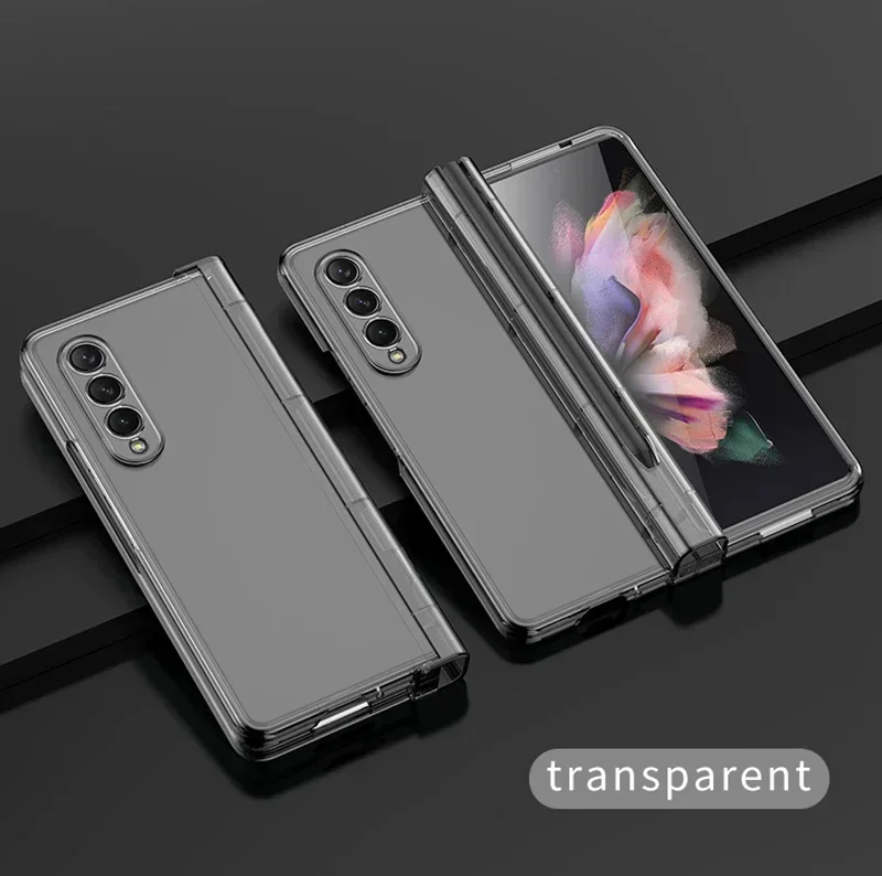 Capa de telefone para samsung galaxy z fold 6 5 4 3 5g com tela frontal caneta de vidro slot titular s caneta dobrável edição dobradiça capa de plástico