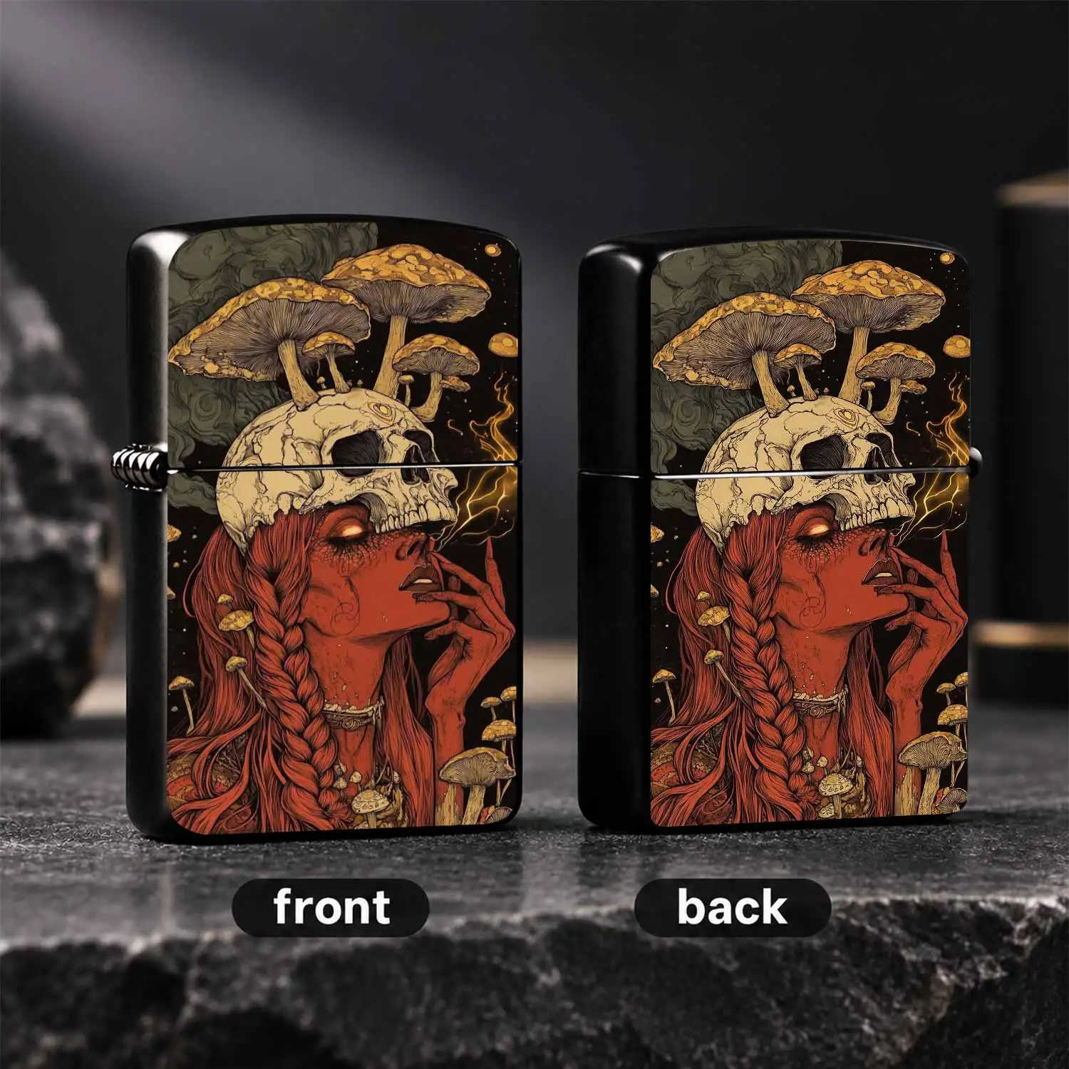 Creative Psychedelic Mushroom Witch Art Pattern Lighter, Retro Dark Aesthetic Portable Igniter, Multi-Scene Use For Home Outdoor, Unique Artistic Decorative Gift For Art Lovers, Ideal Present For Daily Use And A Humorous And Interesting Lig