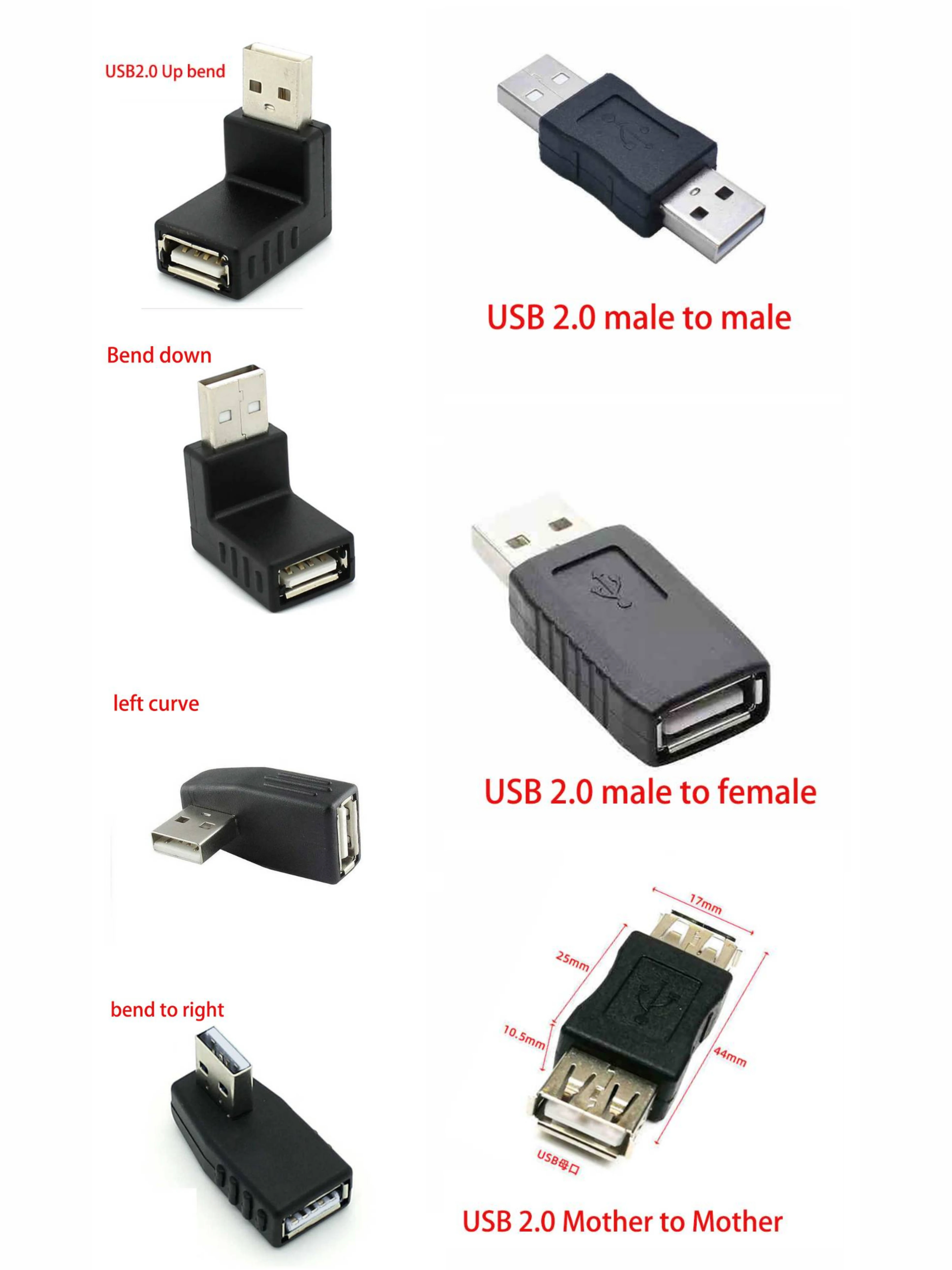 Cltgxdd 30 cm USB 2.0 1/2 Verbindungskabel. Ein drehbar um einen weiblichen Kopf. 90 Grad nach oben/unten/links/rechts gebogene Adapterverlängerung – Detail 11