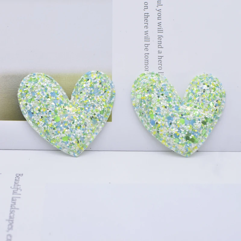 12Pcs 50*45mm Padded Fluorescence Fabric Heart Applique for Clothes Hat Sewing Supplies DIY Headwear Hair Clips Band Accessories