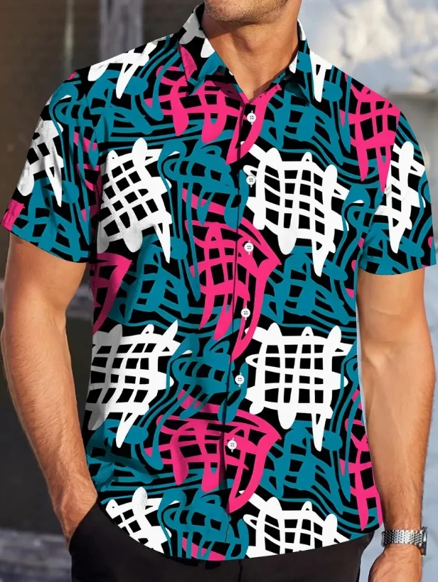 

Men's Shirt Short Sleeve Hawaiian Casual Printed Button Shirt Summer Beach Shirt Camping Shirt Short Sleeve