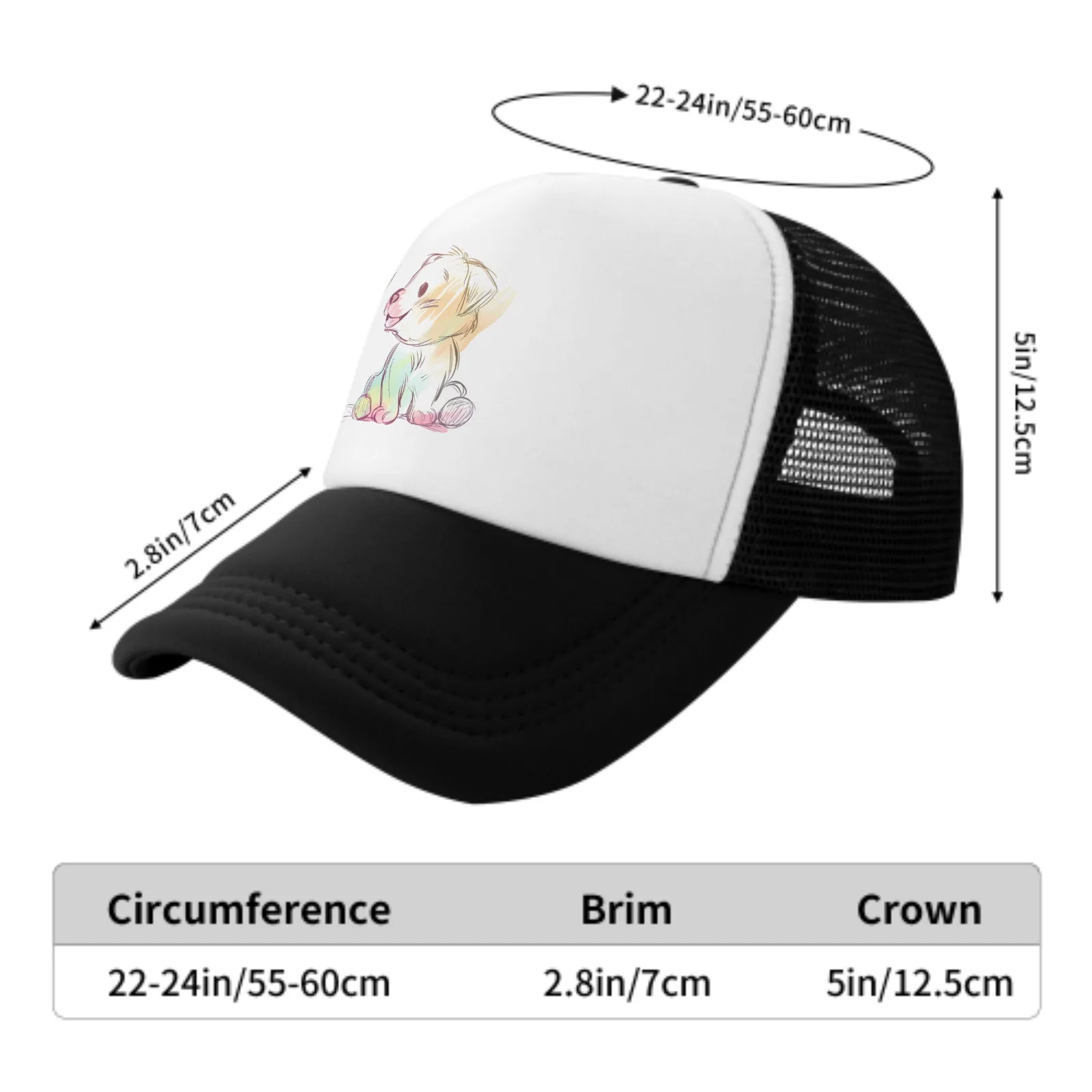 Lovely Puppy Baseball Caps Fashion Trucker Hat Unisex Mesh Caps for Women Men Outdoor Leisure Travel Neutral Sunshade