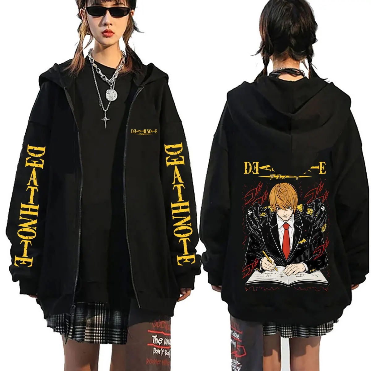

Anime Death Note Light Yagami Zipper Hoodie Men Women Casual Oversized Zip Up Jacket Men's 90s Manga Cosplay Zip Up Sweatshirt