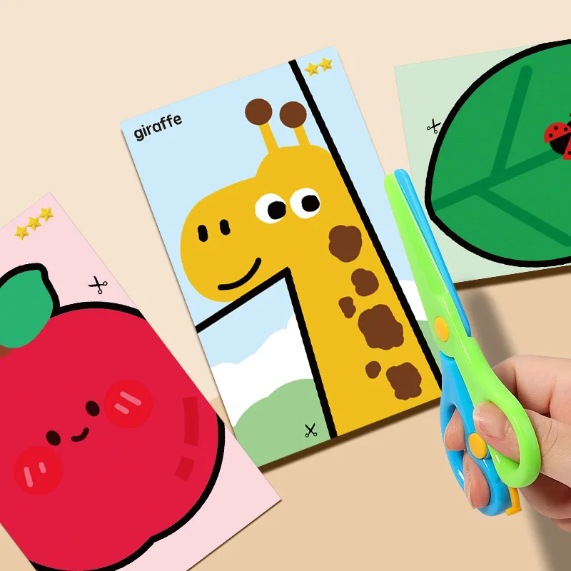 Handmade Paper Cuttings Interesting Origami Suit Animal/ Plant/ Food Patterns Including Scissors Parent-child Interactive Toys
