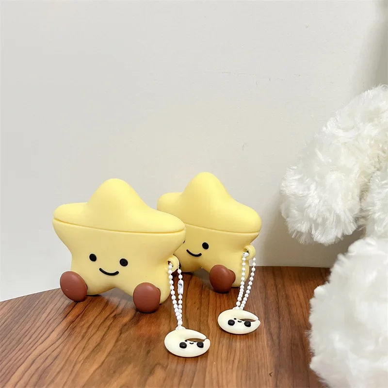 Funda de estrella de dibujos animados para AirPods 4, Airpod 1, 2, 3 Pro, Pro 2, caja de carga para auriculares Bluetooth, funda protectora para auriculares