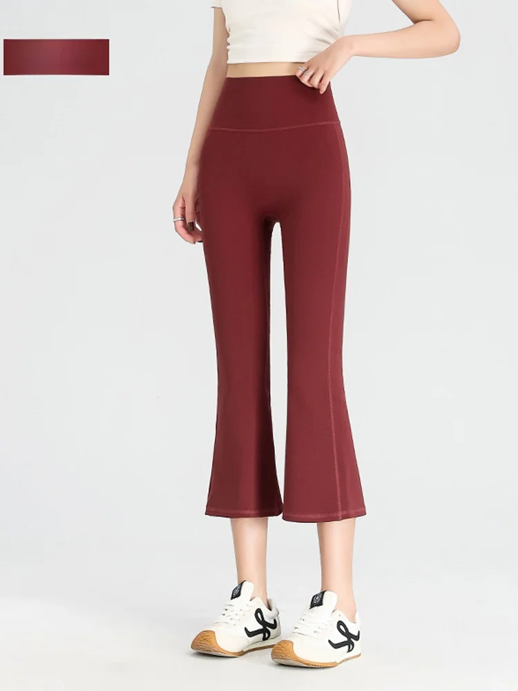 Nuovo 2025 Pantaloni in pelle di arca blu Estate da donna Sottile Seta di ghiaccio Yoga Fitn Pantaloni a vita alta Boting Vita alta Sollevamento del sedere