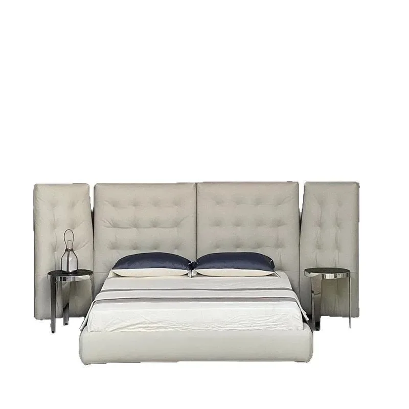 Cotton and linen fabric bed minimalist master bedroom queen bed modern minimalist