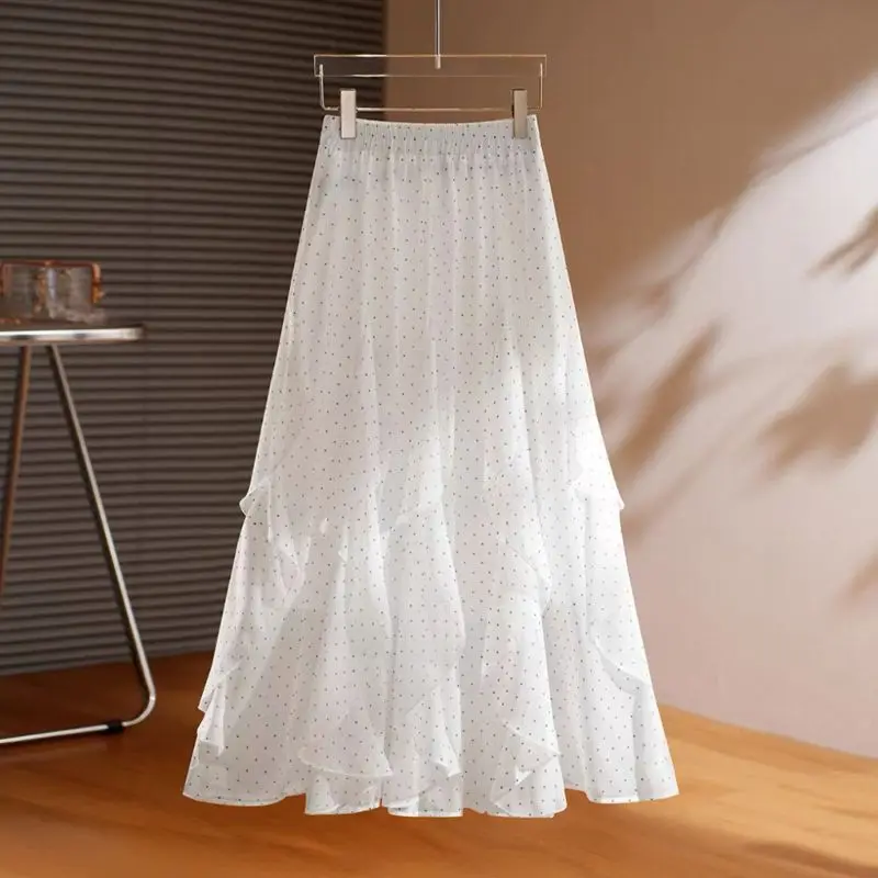 Lotus Leaf Fashion Women's Polka-dot Skirt 2026 Spring Summer New Female Great-looking High-waisted Ladies A-word Long Skirts