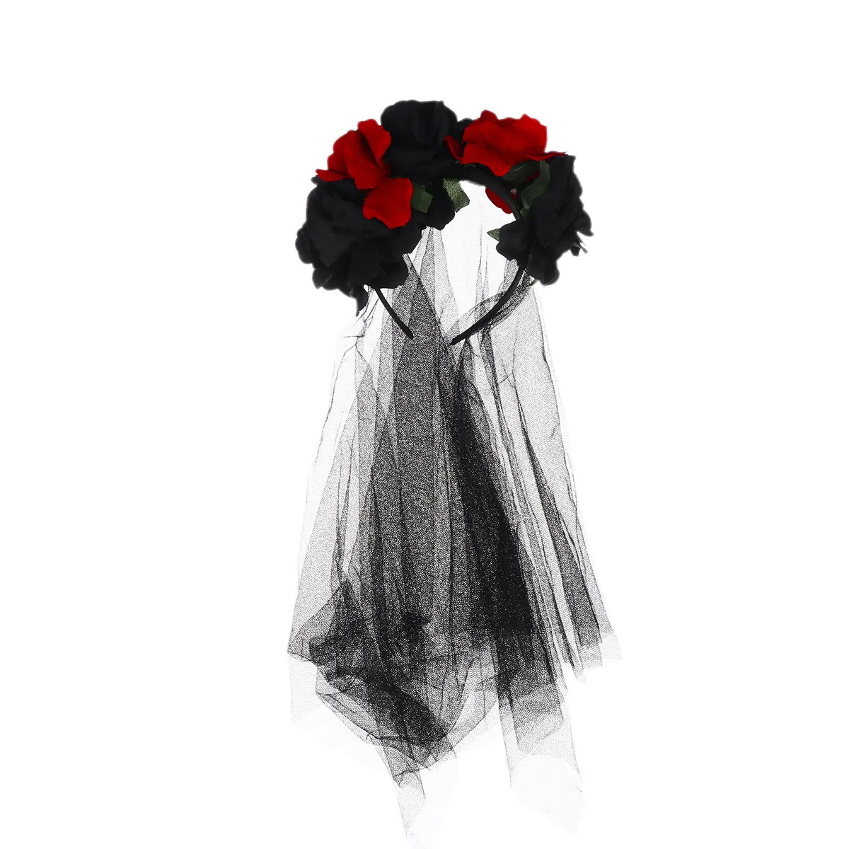 Women's Rose Flower Headdress in Gauze Cloth Headband Red Festival Cosplay Hair Accessory Lightweight Comfortable