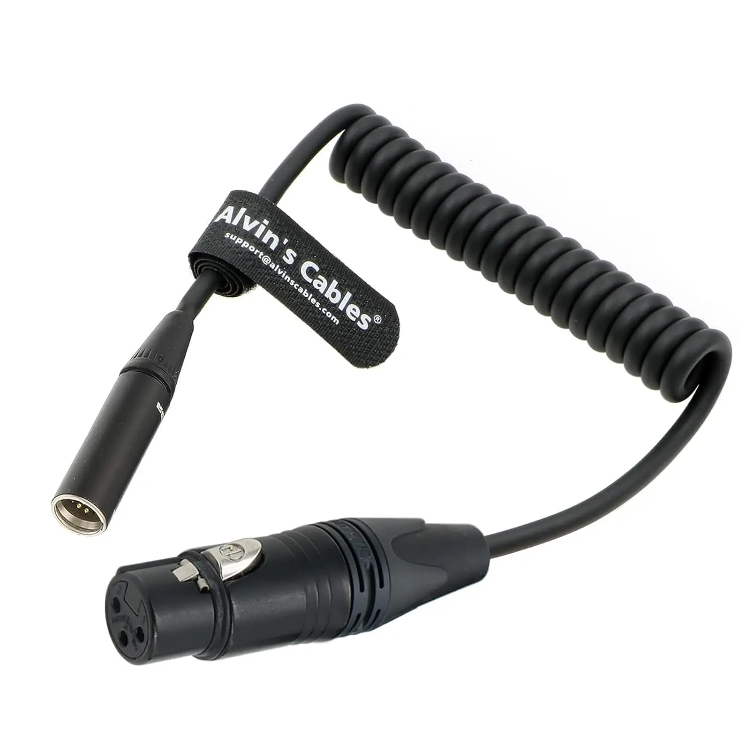 Alvin's Cables Mini XLR 3 Pin Male to XLR 3 Pin Female Coiled Audio Cable for Blackmagic Pocket Cinema Camera BMPCC 4K/6K