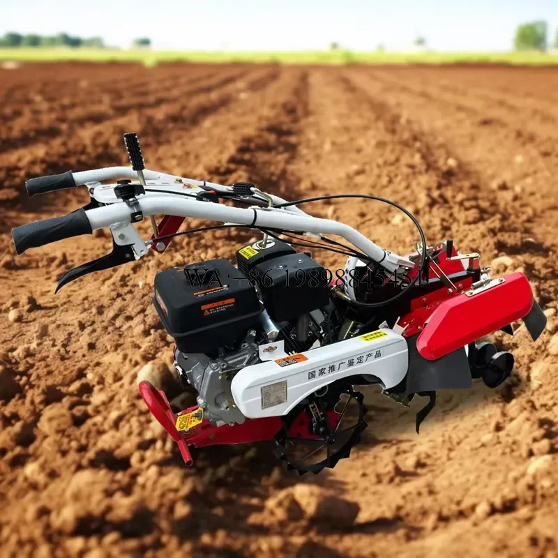 WMWMNU New 2 Wheel Micro Tiller Small Agricultural Machinery Ridge Support Ditching Multi Function Garden Cultivator