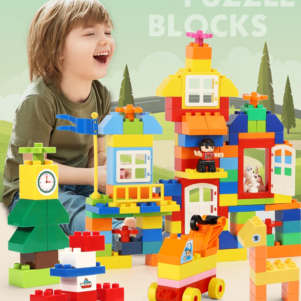 70/200PCS Large Partical Creative Building Blocks Bulk Colorful Classic Basic Silde Brick Toy Education Interactive Puzzle Gift