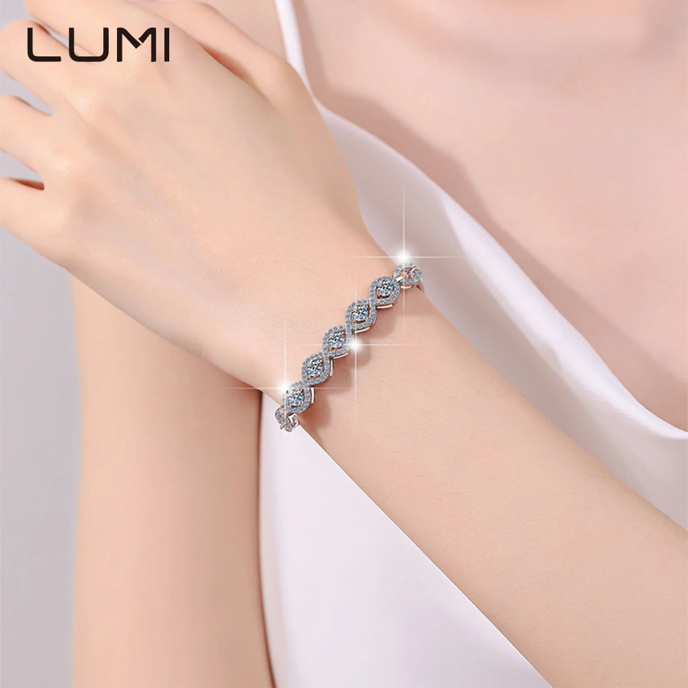 

Браслет D-цвета с муассанитом и 5-звездочным дизайном - регулируемая цепочка из настоящего стерлингового серебра 925 пробы для ювелирных изделий, подарка на годовщину