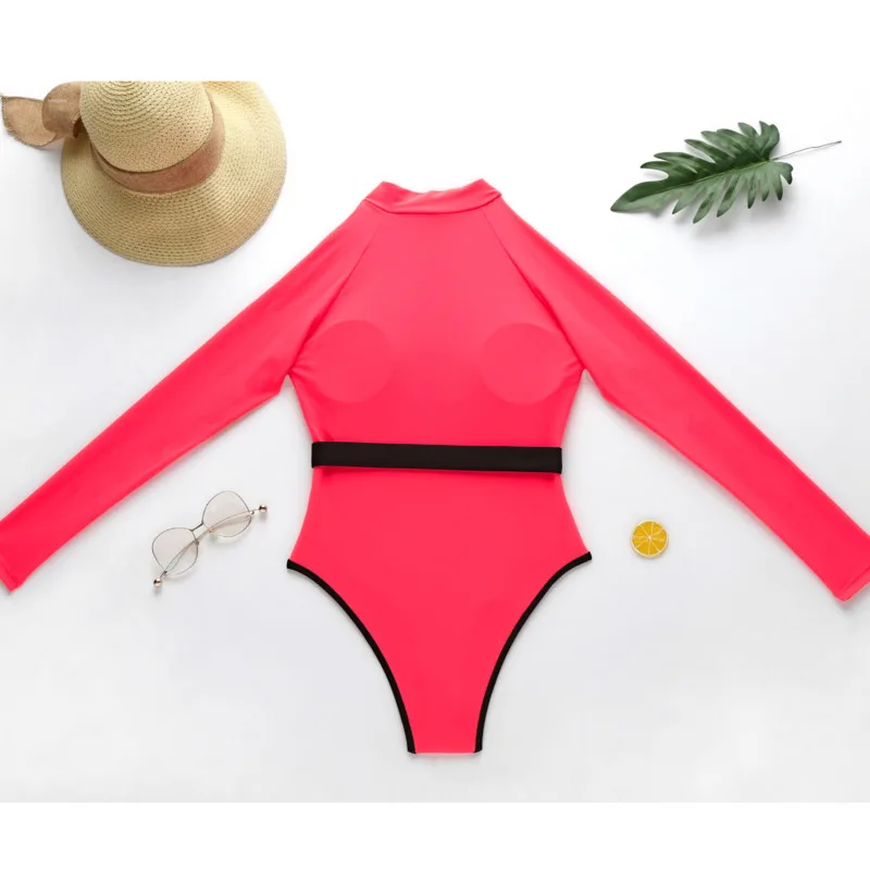 Summer One Piece Swimsuit Closed Long Sleeve Swimwear Sports Women\'s Swimming Bathing Suit Beach Bather Surfing Swimming Wear