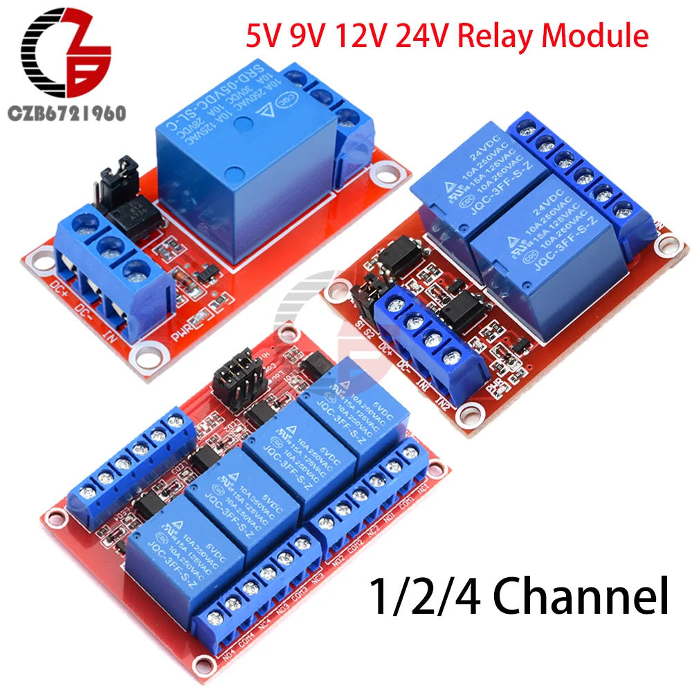 5V 9V 12V 24V Relay Module 1/2/4 Channel Relay Board Shield With Optocoupler Support High and Low Level Trigger