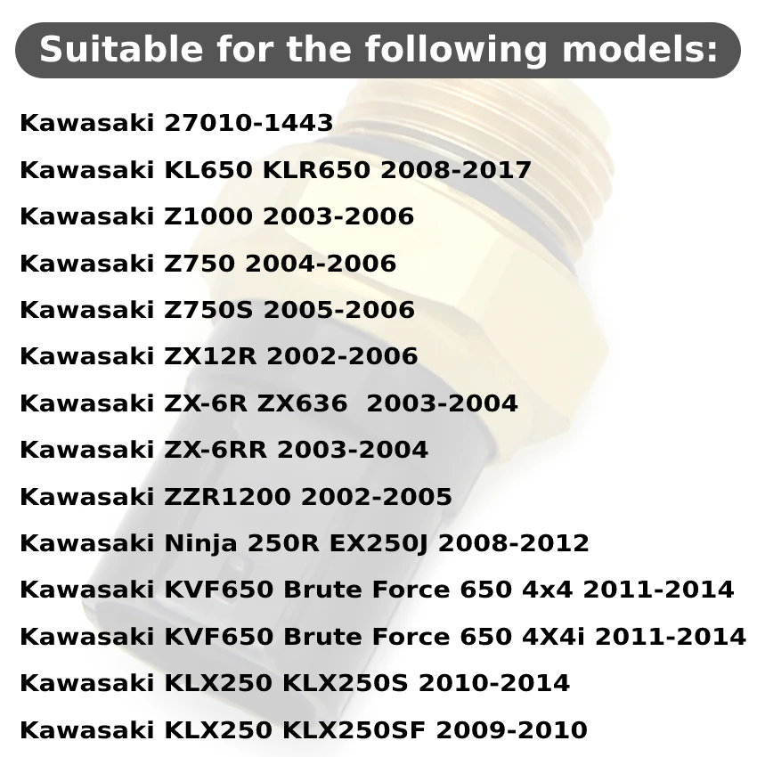 Interruptor del ventilador del radiador de temperatura para Kawasaki KL650 Z1000 Z750S ZX12R ZX-6RR ZZR1200 KLX250SF KVF650 fuerza bruta 650 4x4 Ninja