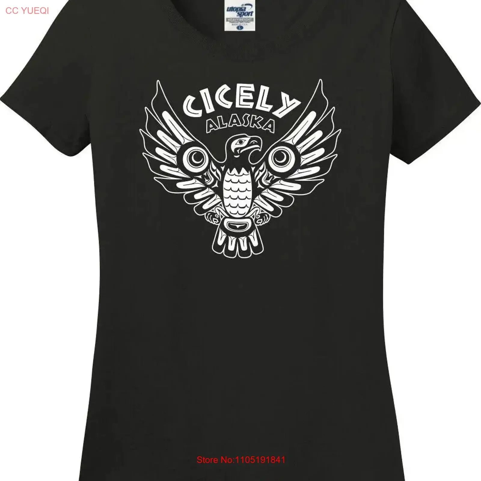 Cicely Alaska Haida Art Eagle Missy Fit Ladies T Shirt S 3X vintage Washed Soft fashion Stretched graphic Slightly Comfortable