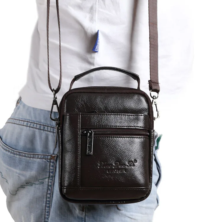 

Men's mobile phone waist bag 5.5 "wear belt mobile phone 6" leather mini cross-body shoulder bag